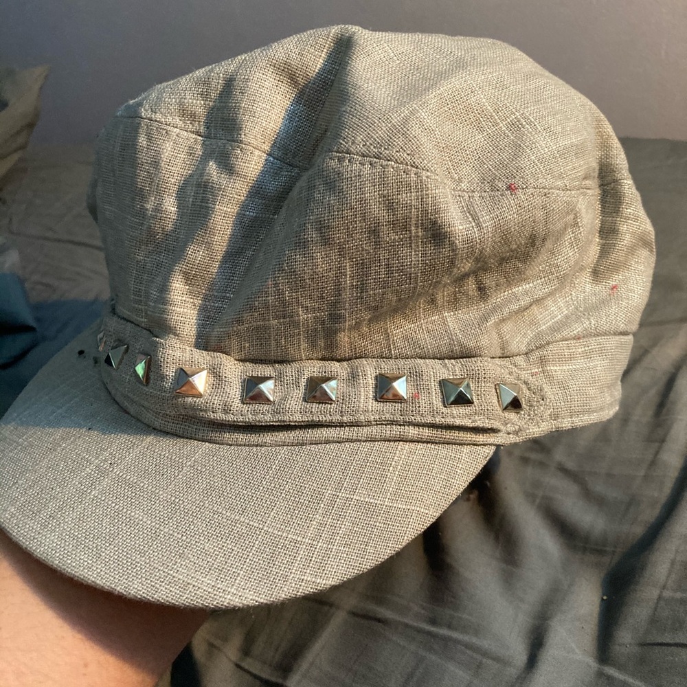 Gray studded hat
